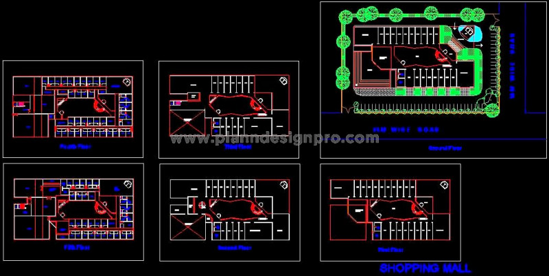 Mall and Hotel Layout Plan CAD- G+5 with Multiplex Free DWG